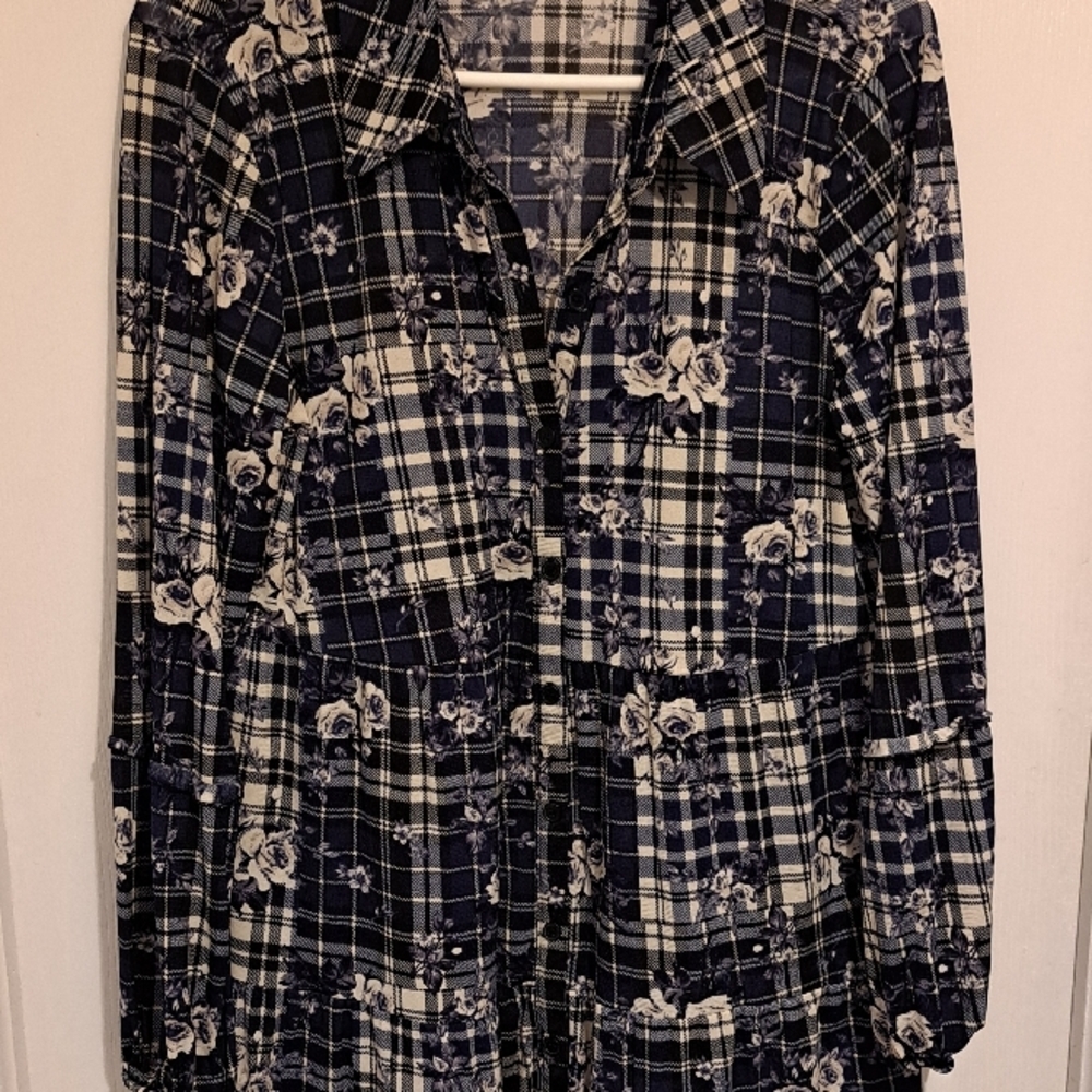 Floral Plaid Long Sleeve dress